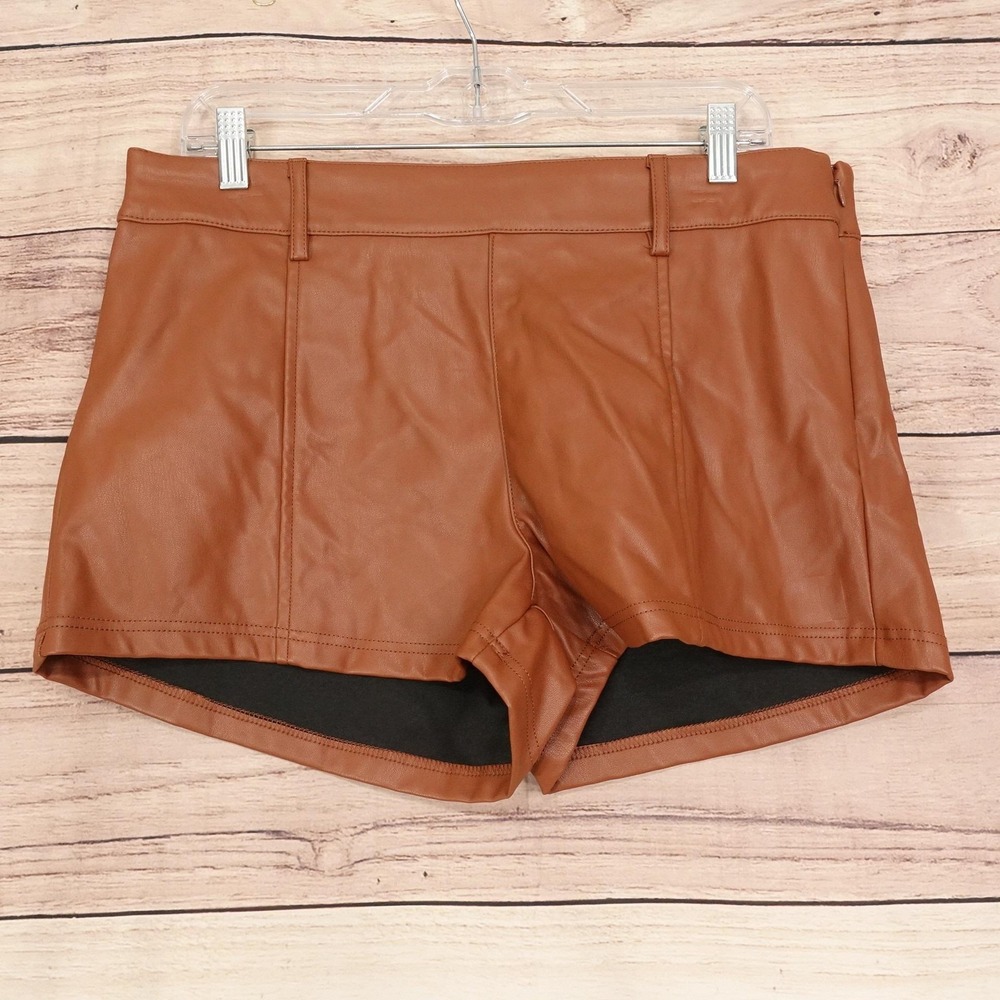 New! Wild Fable Faux Leather Hot Pants Womens Size 12 Brown Zip